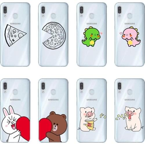 Funny Pizza Best Friends Phone Case For Samsung A10 A20 A30 A40 A50 A70 A7 A9 A6 A8 Plus 2018 Cute Dinosaur Couple Cover Coque