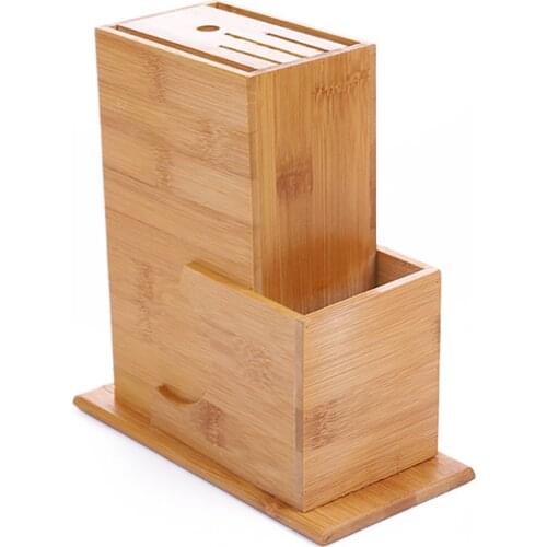 Wood Knife Holder Bamboo Knife Block Stand Knives Storage Rack Shelf Scissors Organizer Storage Box Kitchen Accessories Tool