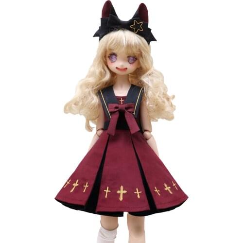 D03-P372 children toy BJD DD SD MSD 1/4 1/3 dolls clothes dark red Dress sailor suit set