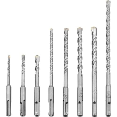 Electric Hammer Drill Bit 8PCS Round Handle Two Pit Two-slot Concrete Through-wall Alloy Impact Drill