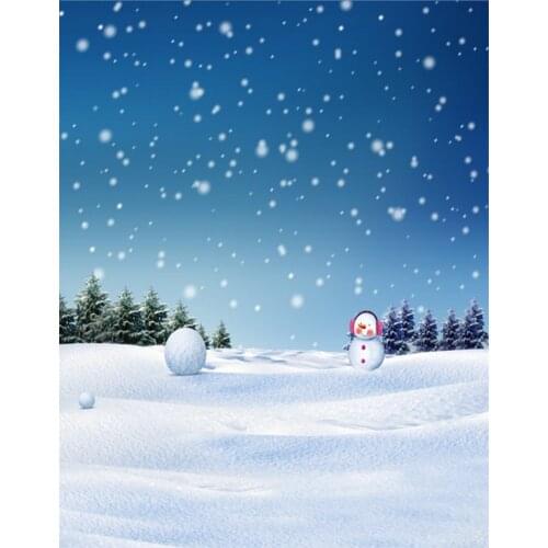5x7ft Winter Snow Snowman Tree Photography Backdrops Photo Props Studio Background