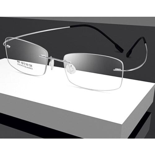 Eyesilove finished rimless myopia glasses ultra-light men women Nearsighted Glasses non-screw rimless Myopia eyeglasses
