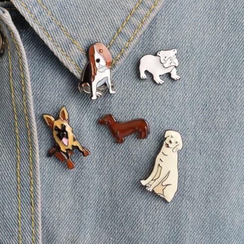 Puppy Story ! Animal Dog Dachshund SharPei Labrador German Shepherd Beagle Brooch Collar Button Pins Badge Fashion Pet Jewelry