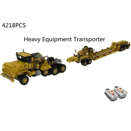 Small particle technology building block MOC heavy remote control truck trailer transport vehicle assembled toy model Boy Gift