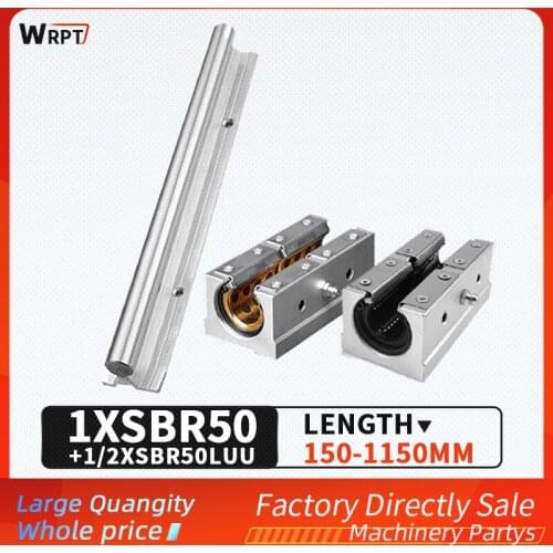 SBR50 guide rail bracket cylindrical linear sliding bearing slide rail 1/2 PCS slide rail extension set length = 150MM-1150MM
