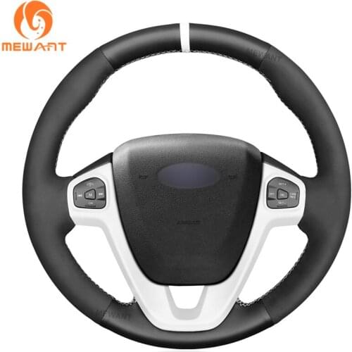 MEWANT Black Suede Car Steering Wheel Covers for Ford Fiesta (US) 2011 2012 2013 2014 2015 2016 2017 2018-2019