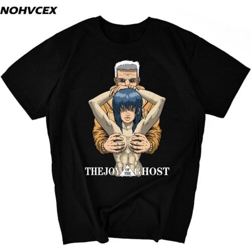 Fashion Hot Sell Tee Mens Ghost In The Shell Cartoon Logo Unique Short Sleeve Organic Cotton T-Shirt