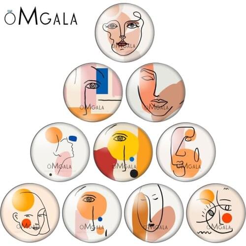 New Art abstract painting Girls 10pcs mixed 12mm/18mm/20mm/25mm Round photo demo glass cabochon flat back Making findings