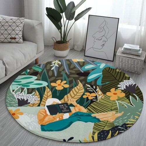 New tropical plants European and American women printing home decoration round carpet animal round carpet living room bedroom fl