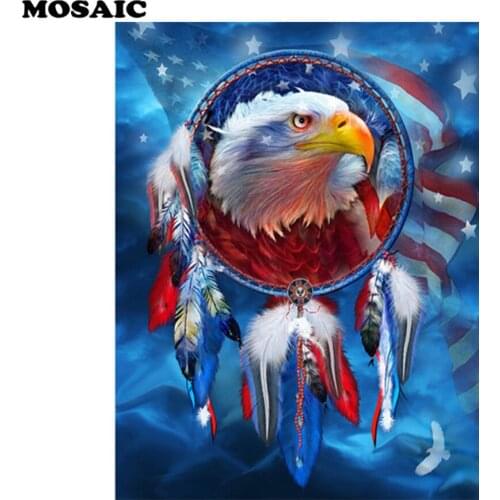 Full Square New Arrival Drill Mosaic Diamond Embroidery eagle 5D DIY Diamond Painting Feather dream catcher home Decoration