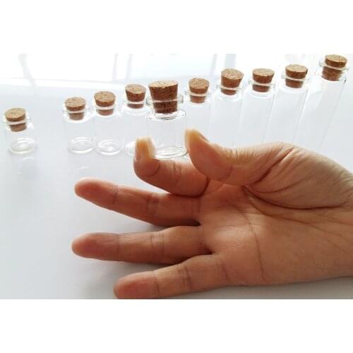 Wholesale 200 pcs 22*30mm 5ml small glass vials with cork tops bottles Little empty jars