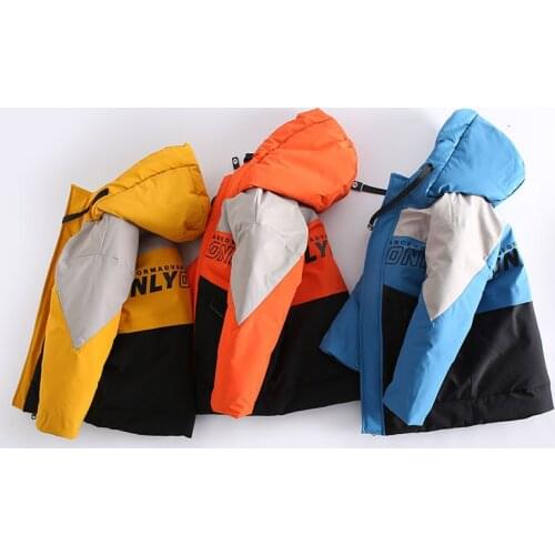 Winter 4-11Years Boys Cotton Padded Coat Long Thickened Hooded Warm Color Matching Jacket For Children Clothes Teens Kids Parka