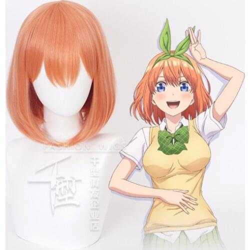 30cm Anime The Quintessential Quintuplets Cosplay Nakano Yotsuba Wig Role Playing Wigs Halloween Cosplay Short Orange Hair Wig