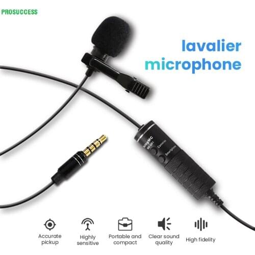 5.5m Microphone Clip-on Lavalier Mini Audio 3.5mm Collar Condenser Lapel Mic for Recording Canon / ios Phone DSLR Cameras