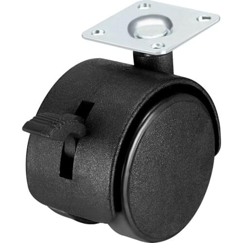 Uxcell Swivel Caster Wheels 1 Inch Nylon Top Plate Mounting Caster Twin Wheel Black, 4 Pcs 1.5inch w Brake 8x