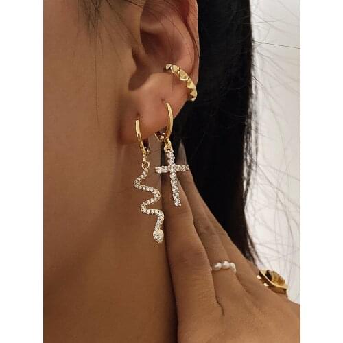 Paved Snake D Rop Earrings 2021 Fashion Earrings Aesthetic Jewelry Shiny Rhinestone For Women