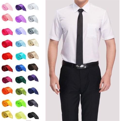 Slim Skinny Plain Neck Silk wedding Tie Necktie