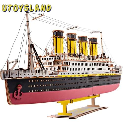 High-Precision Laser Cutting Puzzle 3D Wooden Jigsaw Model Children Intelligence Developmental Toys Model Building Kit - Titanic