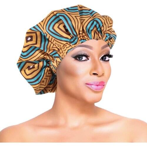 Large Satin Bonnet Women Sleep Night Cap Hat Big Size Beauty Print Satin Silk Bonnet Head Cover Bonnet Cancer Headwear Bonnet