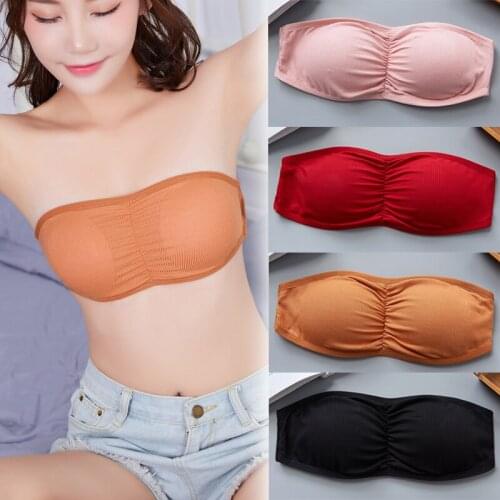Womens Strapless Wireless Bralet Bra Bandeau Crop Top Padded Sexy Bra Push Up Seamless Bras Top Lingerie Push Up Invisible Bra