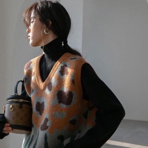 Women Sweater Vest Autumn and Winter Bandage Dress Contrast Color V-neck Sweater Knitted Vest Womens Outerwear Top