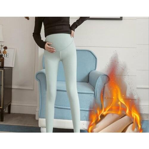 Winter new Pregnant Cotton Blend Velvet Black Pants Thick Warm Stretch Slim Adjust Maternity Leggings Mother High Waist pants