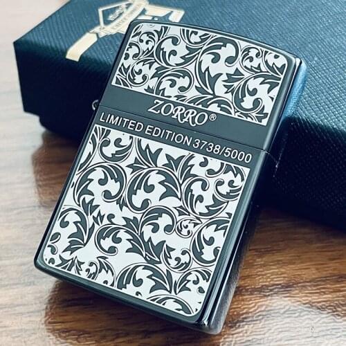 Zorro Kerosene Lighter Windproof Brass Shell Gasoline Oil Machine Retro Grass Cigarettes Smoking Gift