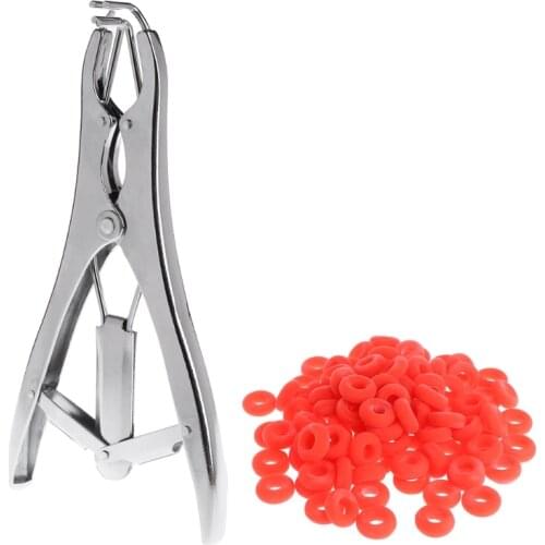 1 Set Animal Castration Pliers With Rubber Ring Tail Cutting Clamp Bloodless PigBrand New