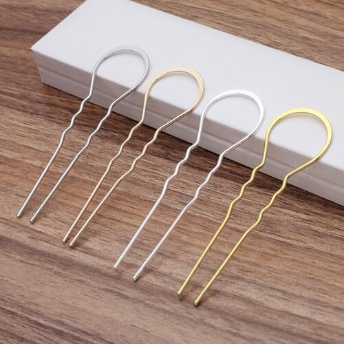 10 PCS 105x30mm Metal Hair Sticks KC Gold Silver Plated Hair Fork U Shape Hairpin DIY Hair Accessories For Jewelry Making