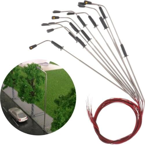 10pcs Model Train Railroad Single Head LED Lights Park Street Architecture Micro Landscape 3V Warm Light Lamppost 1:150 N Scale
