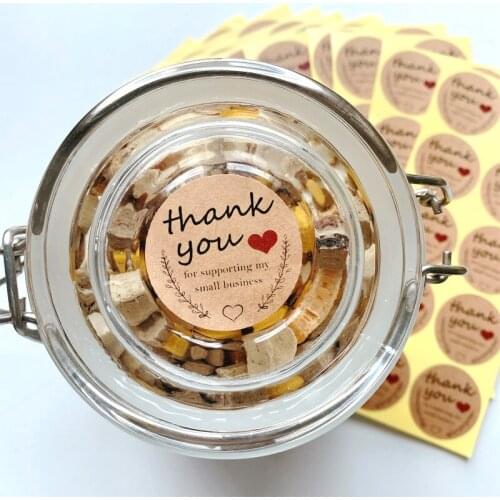 100pcs Round Sealing Sticker Kraft Paper Thank You For Your Support 3.5cm Label Baked Food Packaging Stationery Wedding Sticker