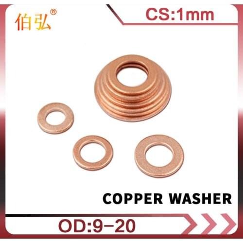 20Pcs DIN7603 M5 M6 M8 M10 M12 M14 M16 T3 O Ring Gasket Sealing Ring Copper Washer For Boat Crush Washer Flat Seal Ring Fitting