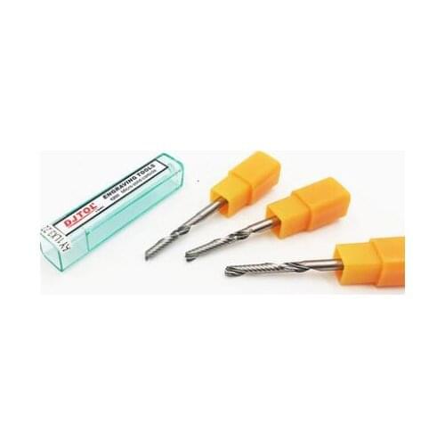 3.175mm A series single flute spiral endmill drill bits, k200 DJTOL single fulte cutter for acrylic, PVC etc. AY1LX3MM