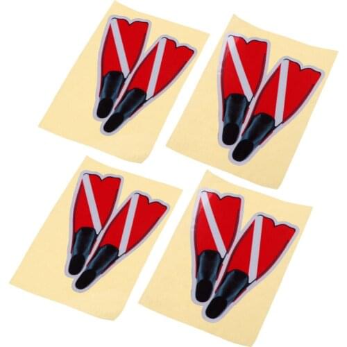 4 Pieces Scuba Dive Flag Fins Flippers Sticker Decal Boat Truck Graphic for Water Sports Swimming Boat Diving Car Truck Window