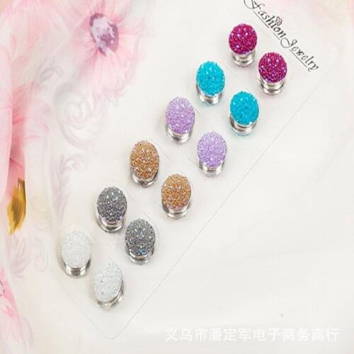 48pcs/lot women fashion round magnet brooches muslim hijab brooch muslim scarf pins clip safety scarf hijab pin clips female