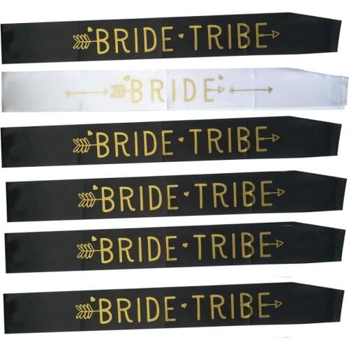 6/set Bride Tribe Sash Hen Bachelorette Party Bridal Shower Accessories