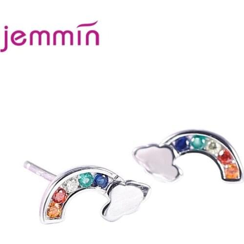 Luxury Colorful Crystal Wedding Stud Earrings Fow Women Girls 925 Sterling Silver Fashion Jewelry Trendy 2021 Wholesale