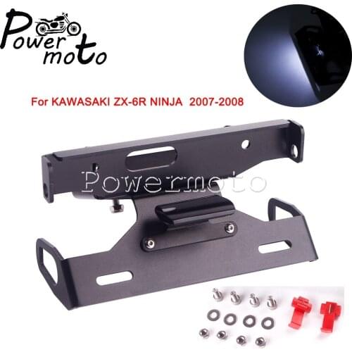 Aluminum Registration Rear Fender Number Plate LED Taillight License Plate Holder Support For KAWASAKI ZX-6R NINJA 2007-2008