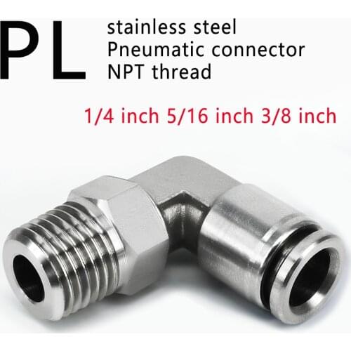 American standard NPT thread 304 stainless steel PL pneumatic quick connector external thread hose trachea inch 1/4 5/16 3/8