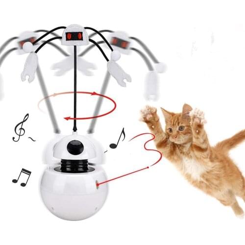 Cat Automatic Interactive Toys 3in1 Teaser Rotating Tumbler Pet Kitten Light Pointer Toy with Voice Multifunction Cat Fun Chaser