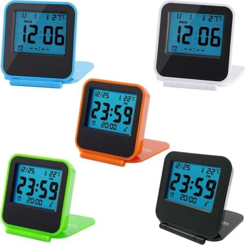 Alarm Clock Portable Foldable Tabletop Travel Digital Alarm Clock With Temperature Calendar Date Week Kitchen Alarm Clock