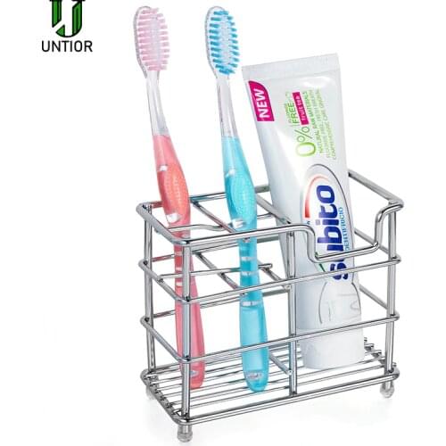 UNTIOR Stainless Steel Bathroom Electric Toothbrush Holder Multifunctional Bathroom Storage Organize Stand Toothpaste Holder