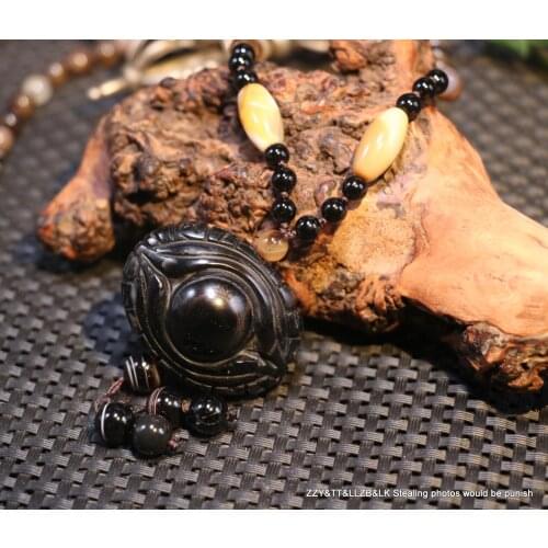 Energy Tibetan Ritual Fortune OM Words Heaven Eye Goat Eye Big Pendant Totem Amulet Necklace LKbrother Sauces