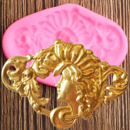 Goddess Mould Scroll Relief Border Silicone Molds Rose Cupcake Topper Fondant Cake Decorating Tools Chocolate Candy Clay Moulds