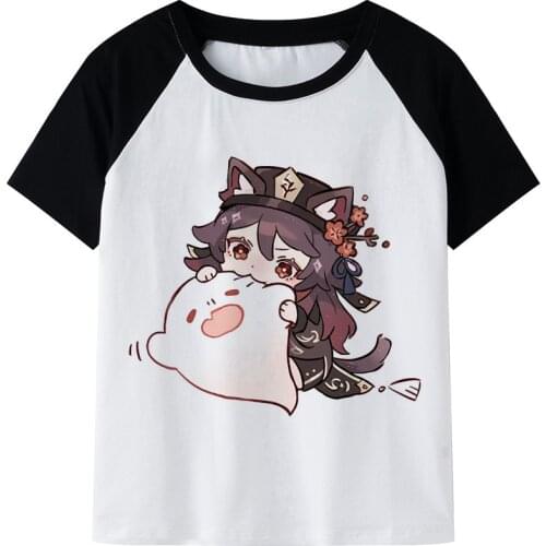 Genshin Impact T Shirt Unisex Kawaii Summer Tops Women/Men Cute Hu Tao Graphic Tees Harajuku Cartoon T-shirt Funny Keqing Female