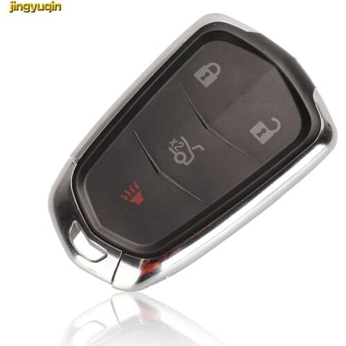 Jingyuqin 5pcs 4 Buttons Smart Car Key Fob Shell For Cadillac ATS CT6 CTS SRX XT5 XTS 2014-2016 Remote Key Housing Replacement