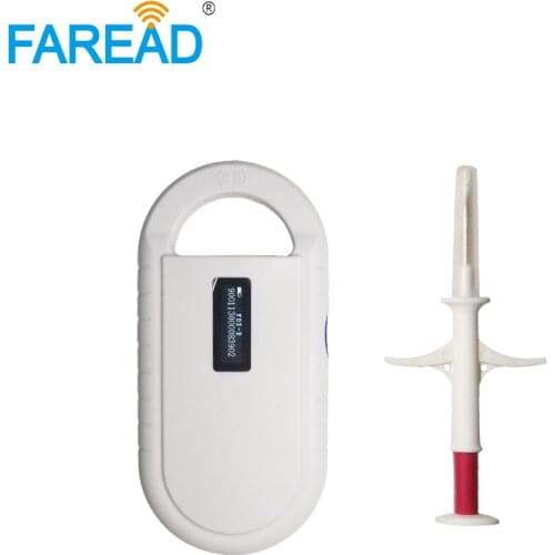 X60pcs 2.12x12mm FDX-B animal Microchip Injector + x1pc 134.2KHz frequency RFID Animal Handheld Reader pet micro chip scanner