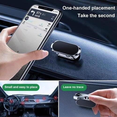 Magnetic Car Phone Holder Mini Strip Shape Stand For IPhone X Samsung Xiaomi Huawei Metal Magnet GPS Car Mount For Wall