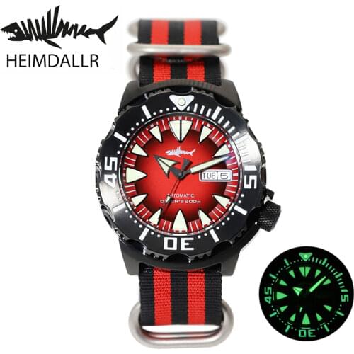 Heimdallr Monster NH36A Automatch Mens Watch Black PVD Coated Case Diving Watch 200M Mechanical Watches Men Sapphire Glass