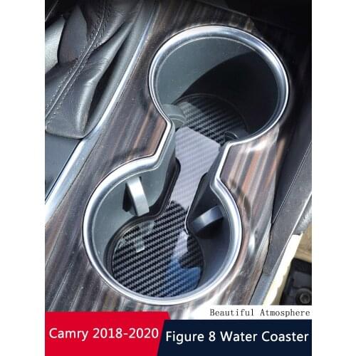 QHCP Auto Water Cup Pad Cup Holder Stickers Coaster Sequins Stainless Steel For Toyota Camry 2018 2019 2020 Interior Accessories